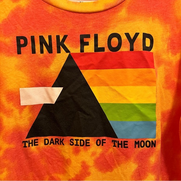 Pink Floyd The Dark Side of the Moon Rainbow Tie Dye Crop Top NWOT Size XL - Picture 4 of 5
